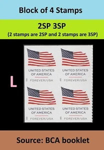 US 6021 Flag F 2SP 3SP block 4 L (from BCA booklet) MNH 2025 - Picture 1 of 3