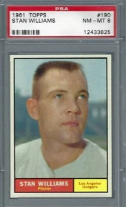 1961 Topps #190 PSA 8 Stan Williams Dodgers 190 - Bild 1 von 2