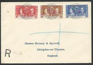 DOMINICA 1937 Coronation set on registered cover to UK.....................56950