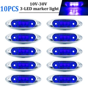 10pcs Blue 3-LED 4" Side Marker Lights Truck Trailer Clearance Light Waterproof - Foto 1 di 7