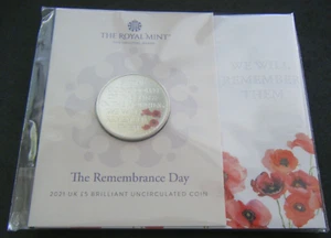 Moneda 2021 Día del Recuerdo Reino Unido £5 Bu paquete sellado como nuevo - en stock - Imagen 1 de 3