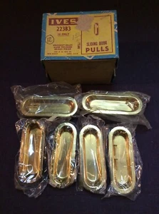 6 tiradores de puerta corredera Ives NOS latón pulido a mano con tornillos y caja original 223B3 - Imagen 1 de 2
