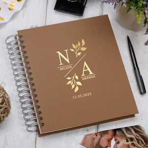 Personalised Large Wedding Photo Album With Leaves and Initials - Picture 1 of 17
