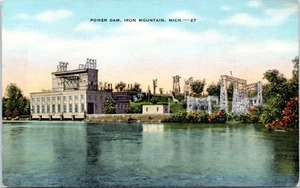 Michigan Postkarte Power Dam Iron Mountain MI Panoramablick unbenutzt unbesendet  - Bild 1 von 2