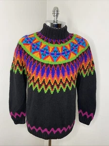 Vintage Marsh Landing Sweater Chunky Knit Womens M Noridic Rainbow Pride Ski - Picture 1 of 8