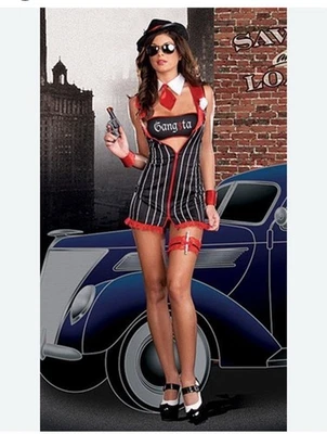 Dreamgirl Sexy Gángster Años 30 - Nora Spect - Borde de Encaje a Rayas NUEVO MEDIANO 8 Piezas Foto 1 de 4