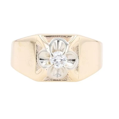 .24ct Round Cut Diamond Solitaire Wedding Band Ring 14k Multi-Tone Gold Size 10 - Image 1 of 4