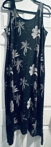 NWT J Jill Wearever Collection Medium Black w/White Palm Trees Maxi Dress Resort - Picture 1 of 10