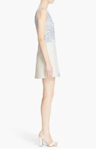 Abito tubino Alice + Olivia $485 NORDSTROM 0 Malin ricamato panna blu cobalto - Foto 1 di 8