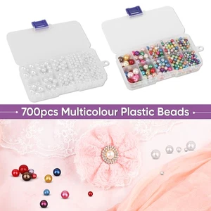 700pcs No-Hole Resin Pearl Beads with Rivet Flat Back Sewing Craft DIY Decor Kit - Picture 1 of 18