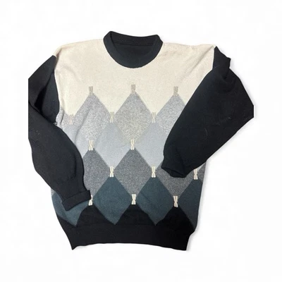 Vtg Ballantyne Pure Cashmere Intarsia Argyle Sweater Large Scotland Hand Made - Image 1 of 4