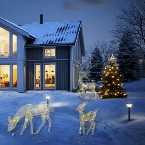 3PCS Christmas Iron Reindeer Elk Led Light Decoration Sculptures Lawn Lamp IW - Picture 1 of 16