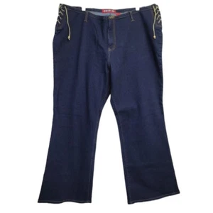Vintage Y2K Zana Di Womens Plus Size 24 Dark Wash Lace Up Side Hips Flare Jeans - Picture 1 of 7