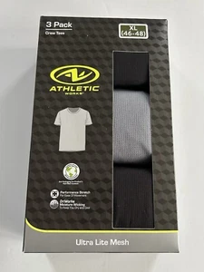 3 Pk Athletic Works Moisture Wicking Mesh Crew Tee Shirts Black  + Gray Mens  XL - Picture 1 of 2