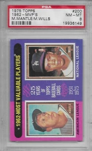 Topps Baseball 1975 Mickey Mantle/Maury Wills MVP #200 PSA 8 casi nuevo-como nuevo - Imagen 1 de 2
