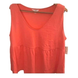 Terra & Sky Coral Peplum Tank Top Comfy Summer Shirt Women's Plus 1X (16W-18W) - Picture 1 of 5