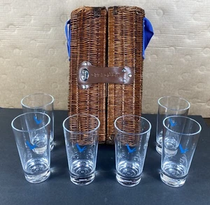 Grey Goose Wicker Bottle Carrier Set Portable Barware With Plastic Cups - Picture 1 of 12