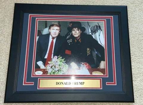 PRESIDENT DONALD TRUMP SIGNED FRAMED 8X10 PHOTO W/ MICHAEL JACKSON *PROOF* JSA Cover