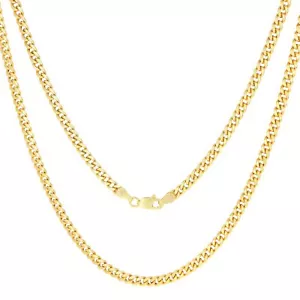 14K Yellow Gold 4mm Miami Cuban Link Chain Italian Necklace Mens Women 20" - Picture 1 of 12