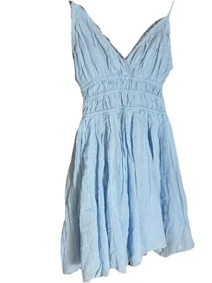 Vestido Sky to Moon Cintura Ajustada Hada Caprichoso Romántico Aireado Encaje Acanalado Primavera Foto 1 de 4