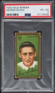 1911 T205 Gold Border Sweet Caporal ADMIRAL SCHLEI New York Giants PSA 4 VGEX