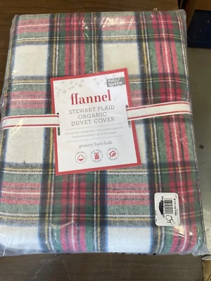 Funda nórdica Pottery Barn Stewart orgánica a cuadros de franela completa reina Navidad Foto 1 de 3