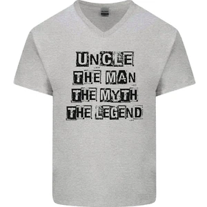 Uncle the Man the Myth the Legend Mens V-Neck Cotton T-Shirt - Picture 1 of 31