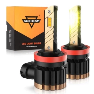 AUXBEAM H8 H16 H11 LED  Fog Light Bulbs Yellow 3000K High Power Lamp 40W 8000LM - Picture 1 of 12