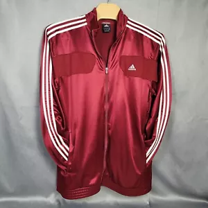 Adidas Track Jacket Mens 2XT Burgandy Red Clima 365 Full Zip Soccer Strips Tall - Picture 1 of 17