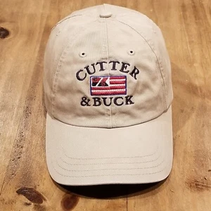 Cutter & Buck Hat Cap Strap Back Brown Beige Cotton Casual Dad One Size - Picture 1 of 9