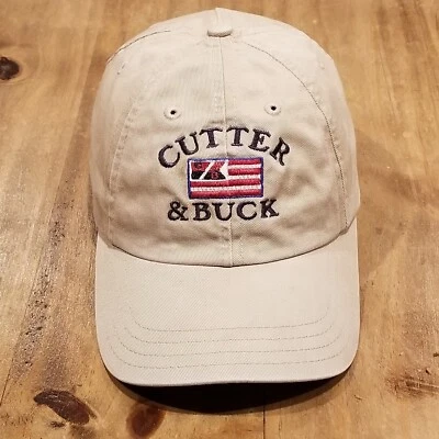 Cutter & Buck Hat Cap Strap Back Brown Beige Cotton Casual Dad One Size - Image 1 of 4
