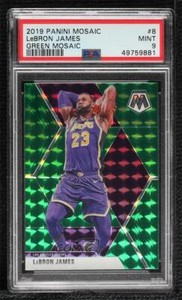 2019-20 Panini Mosaic Green Prizm LeBron James #8 PSA 9 MINT