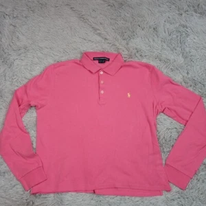 Ralph Lauren Sport Boys Shirt Polo Pink L Logo Pony Cotton Button Collar - Picture 1 of 11