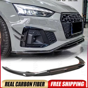 For Audi A5 S-LINE S5 2020-23 Dry Carbon Fiber Front Bumper Lip Spoiler Body Kit - Picture 1 of 16