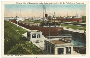 Sault Ste. Carguero Marie Michigan MI "William E. Corey" en cerraduras Soo años 40 - Imagen 1 de 2