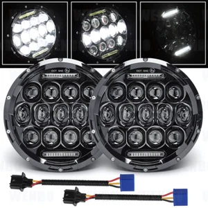 2x 7inch Round Black Halo Led Headlight Hi-Lo Beam 280W For Freightliner Century - Picture 1 of 12