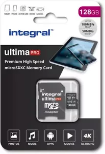 Original Integral 128GB micro SD card 4K video Ultra Performance Sdxc + Adaptor - Picture 1 of 4