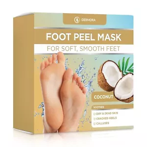 2 Paia DERMORA Maschera Esfoliante Peeling Piedi, per Calli Secchi Screpolati Pelle Morta - Foto 1 di 9