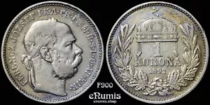 HUNGRÍA, Francisco José I, 1 corona 1892, ¡raro!, en muy buen estado - Imagen 1 de 4