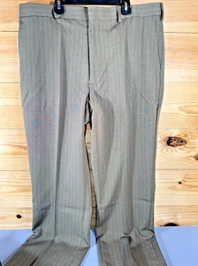 Men’s Haband Executive division 38M X 29.5L Olive Pinstripe Flat NWT Spill Resis - Picture 1 of 14