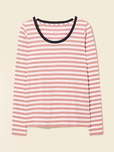 Ex Fat Face Women's Long Sleeve Cora Stripe Top in Rose Pink - Picture 1 of 2