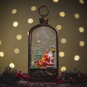 Christmas Water Globe Lantern Light Glitter Swirling Battery USB Home Deco Gift - Picture 1 of 12