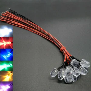 5pcs 10mm Pre-Wired LEDs Bulb Ultra Bright 3V 5V 6V 9V 12V 24V 48V 110V 220V - Picture 1 of 11