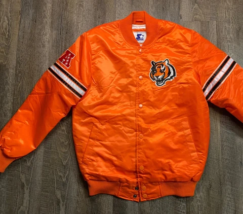 STARTER Cincinnati Bengals Satin Orange Jacket The Original Men’s Medium Cover
