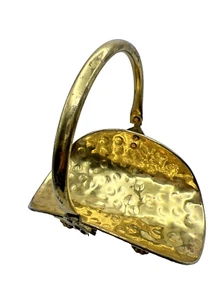 Porta legna da ardere vintage ottone martellato camino tronco piedi artiglio leone mini arredamento - Foto 1 di 7