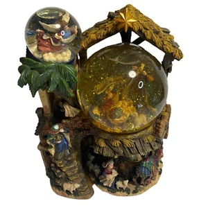SELTEN VTG ~ große Weihnachten glitzernde Kugel Krippe Musikkarussell - Bild 1 von 10