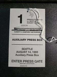 Minnesota Vikings vs Seattle Seahawks August 14, 1993 Aux Press Box Pass     196 - Picture 1 of 5