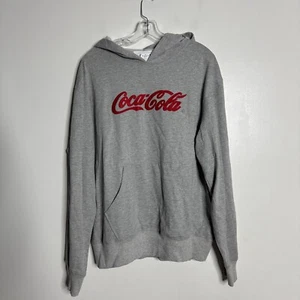 Coca-Cola Sweater L Mens Hoodie Gray Pull Over - Picture 1 of 7