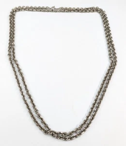Vintage VOGUE Signed 50" Long Flapper Opera Silver Tone Chain Necklace - Picture 1 of 7