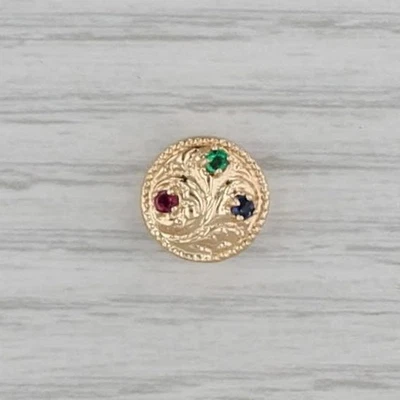 Old Victoria 0.12ct Gemstone Flower Slide Bracelet Charm 14k Yellow Gold Vintage - Image 1 of 4